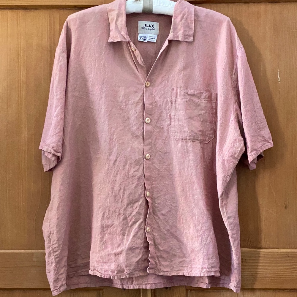 VINTAGE Flax Camp Shirt in Bazooka Linen Sz Lg